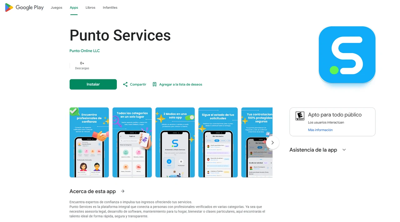 Aplicación móvil Punto Services