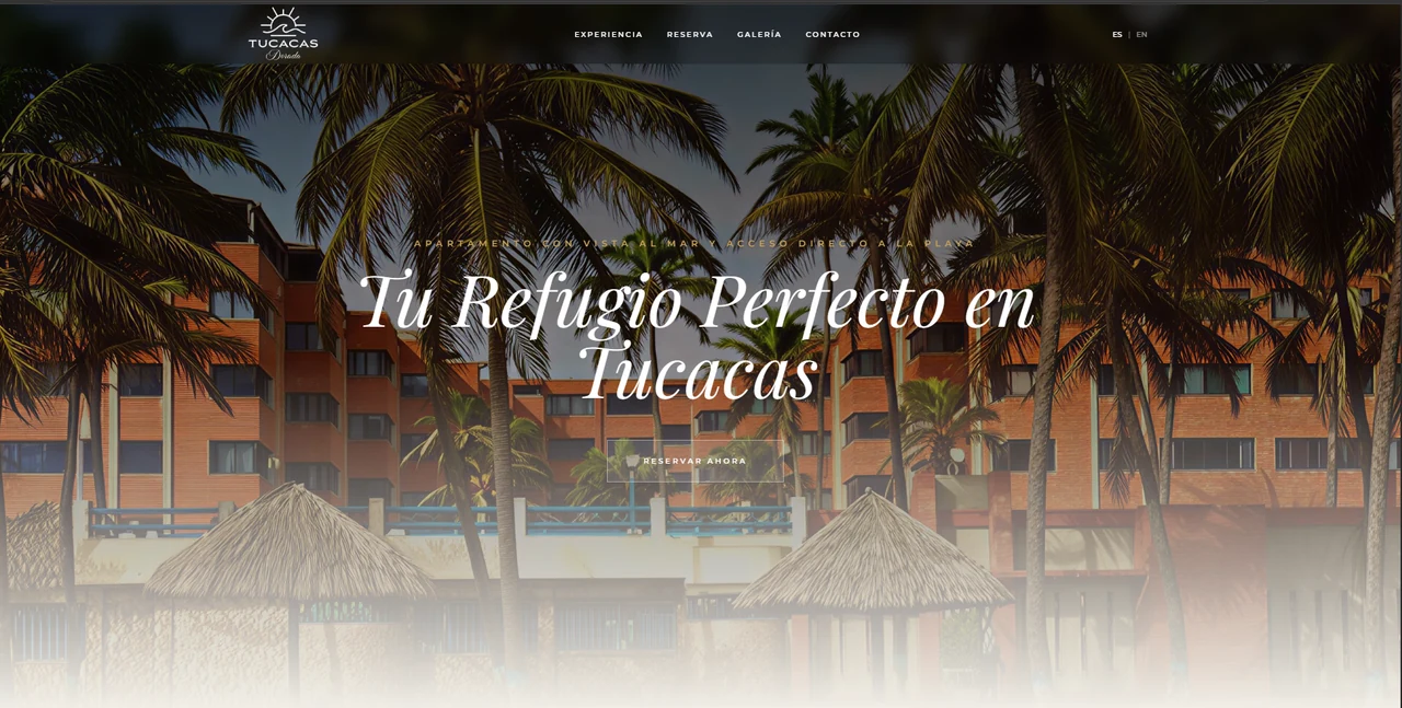Sitio web de reservas Tucacas Dorada